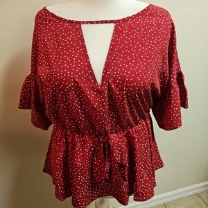 Dots Red Polka Dot Tie-Waist Crop Top